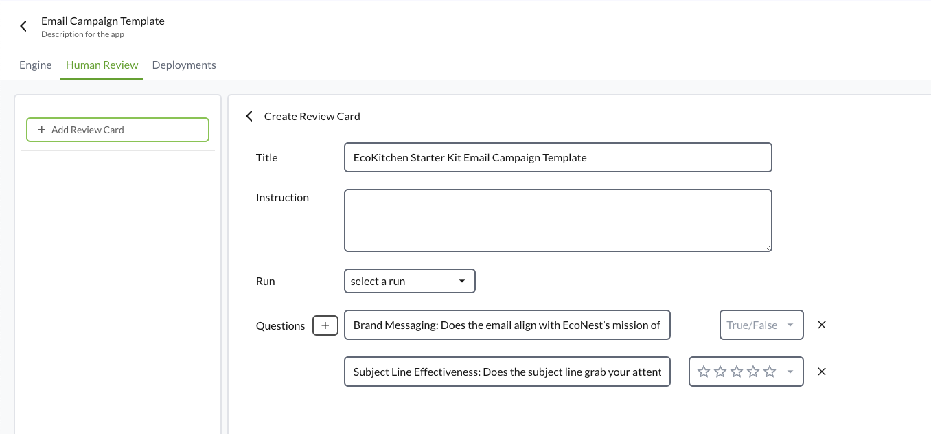 evaluation card
